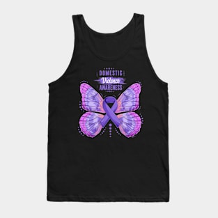 Family Domestic Violence Awareness Purple Ribbon Butterfly Tank Top